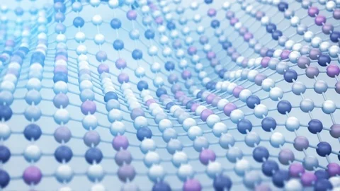 Atom grid surface waving macro 3D render animation loopable 4k UHD (3840x2160) Stock Footage 71472049