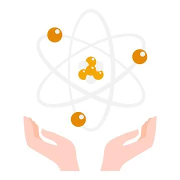 Atom in hand icon, flat style Stock Illustration