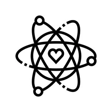 Atom with heart core line icon vector illustration Stock Illustration