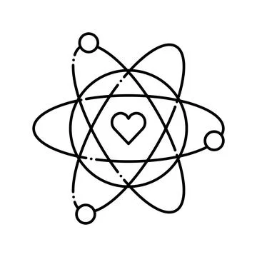 Atom with heart core line icon vector illustration イラスト素材
