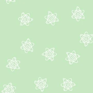 Atom with heart core line seamless pattern Stock Illustration