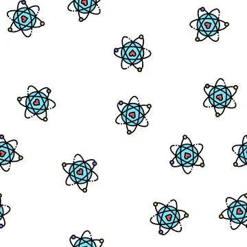 Atom with heart core vector seamless pattern Stock Illustration