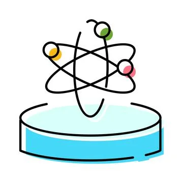 Atom hovering over petri dish science concept 스톡 일러스트