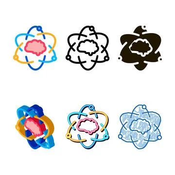 Atom human brain icon vector outline clean Illustrazione stock
