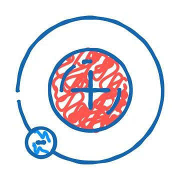 Atom hydrogen icon doodle illustration Stock Illustration