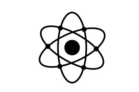 Atom icon. Atom Molecule logo vector flat style isolated on white backgroun.. Stock Illustration