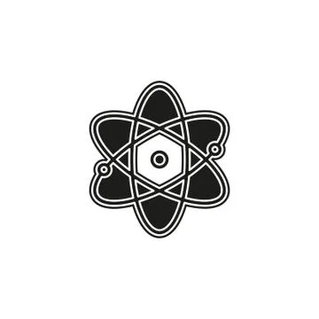 Atom icon, atom vector symbol, chemistry and science research Stock Illustration