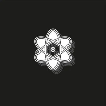 Atom icon, atom vector symbol, chemistry and science research Stock Illustration