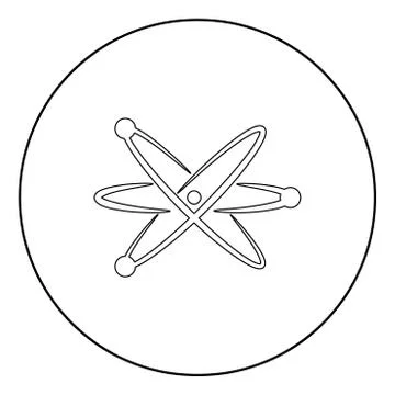 Atom  icon black color in circle Stock Illustration
