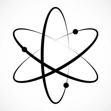 Atom icon. Black logo isolated on white background. Science symbol. Vector .. 스톡 일러스트