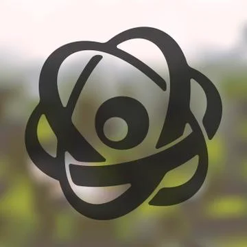 Atom icon on blurred background Stock Illustration