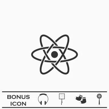 Atom icon flat Stock Illustration