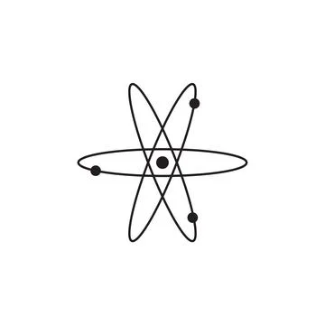 Atom icon in flat style with background. Stock Illustration