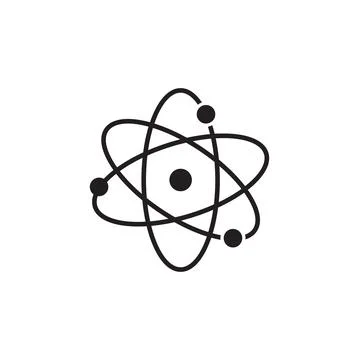Atom icon in flat style with background. Illustrazione stock