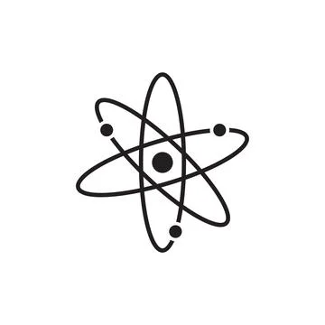 Atom icon in flat style with background. Stock Illustration
