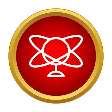 Atom icon illustrating science, physics, and research Stock Illustration