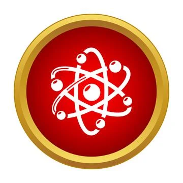 Atom icon illustrating science, physics, and molecular structure Stock Illustration