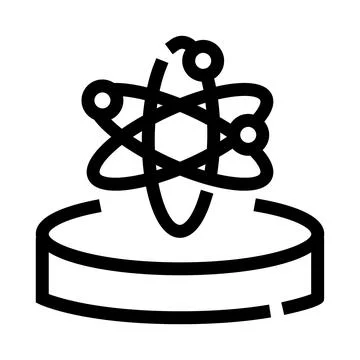 Atom icon illustrating science, physics and research Stock-Illustration