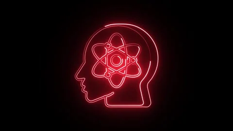 Atom Icon Isolated on Black Background, Science Neon Line Motion Graphic An.. Vidéo 325377328