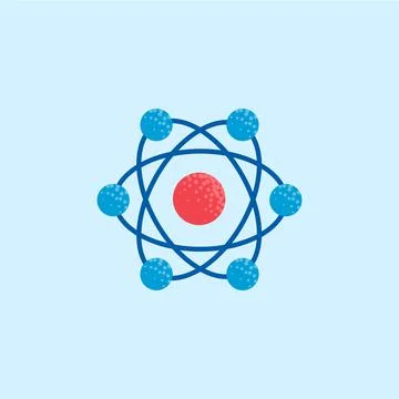Atom icon, molecule illustration 库存插图