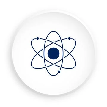 Atom icon in neomorphism style for mobile app. Button for mobile application  Stock Illustration