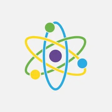 Atom icon. Nuclear icon. Electrons and protons. Science sign. Molecule Icon i Stock Illustration