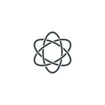Atom icon in outline form. Vector Stock Illustration