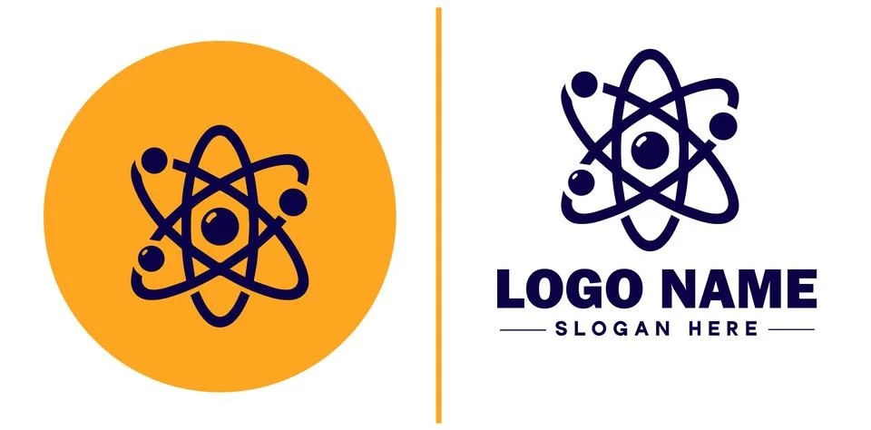 Atom icon Particle Molecule Elementary particle flat logo sign symbol edita.. Stock Illustration