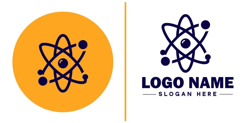 Atom icon Particle Molecule Elementary particle flat logo sign symbol edita.. Stock Illustration