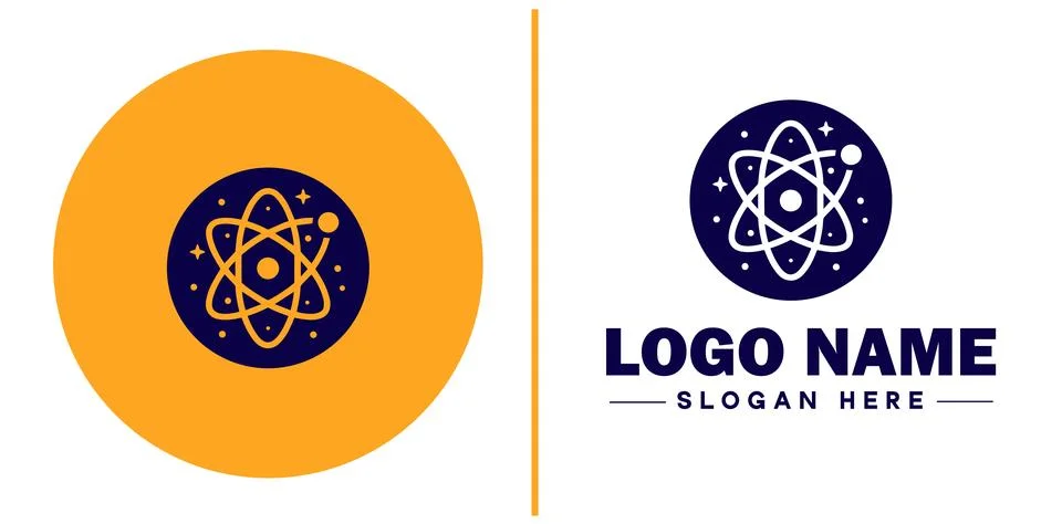 Atom icon Particle Molecule Elementary particle flat logo sign symbol edita.. Stock Illustration