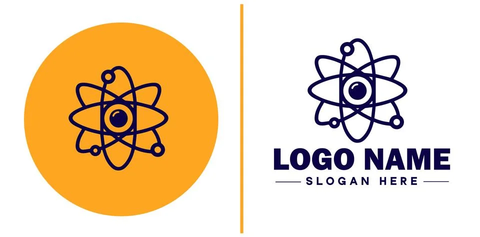 Atom icon Particle Molecule Elementary particle flat logo sign symbol edita.. Stock Illustration