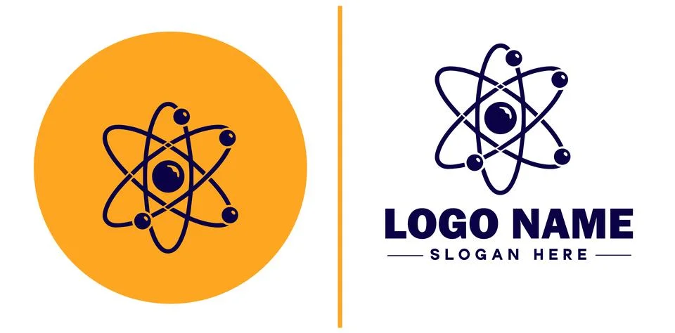 Atom icon Particle Molecule Elementary particle flat logo sign symbol edita.. Stock Illustration