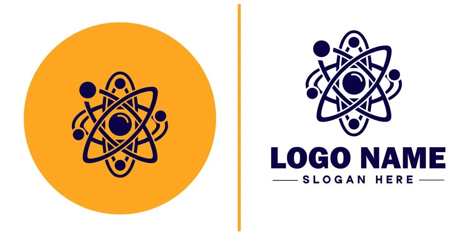 Atom icon Particle Molecule Elementary particle flat logo sign symbol edita.. Stock Illustration