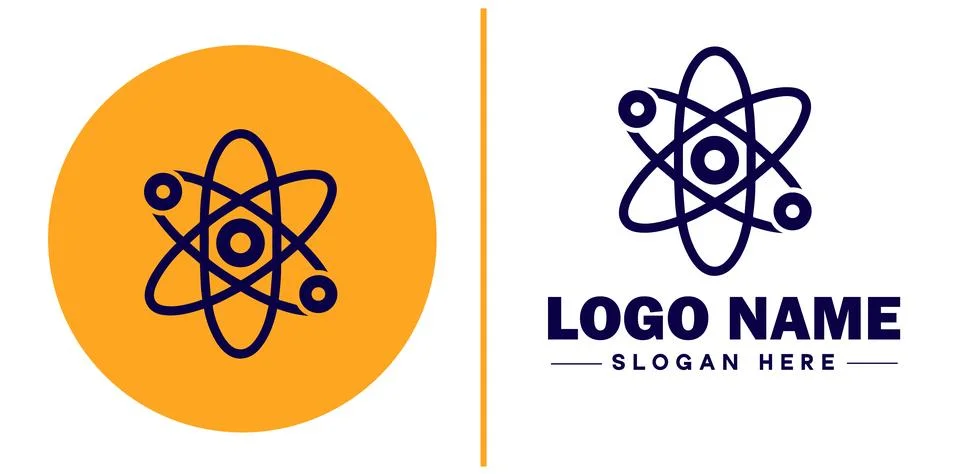 Atom icon Particle Molecule Elementary particle flat logo sign symbol edita.. Stock Illustration