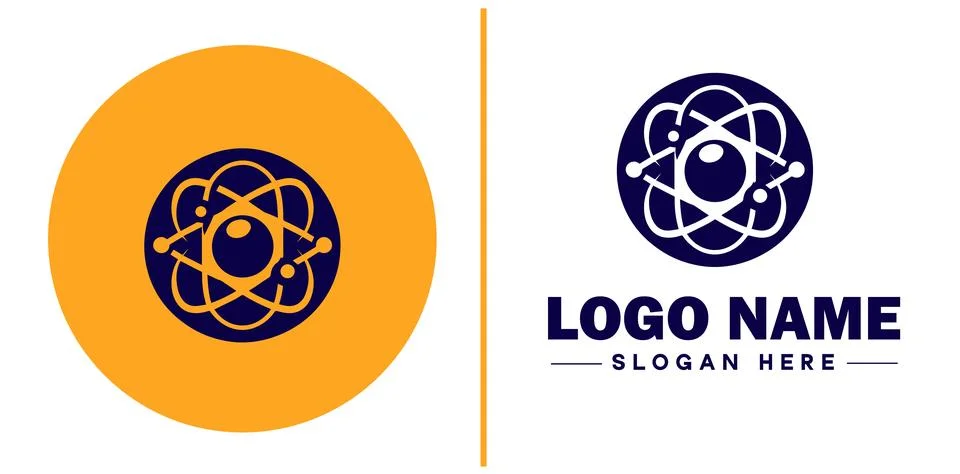 Atom icon Particle Molecule Elementary particle flat logo sign symbol edita.. Stock Illustration