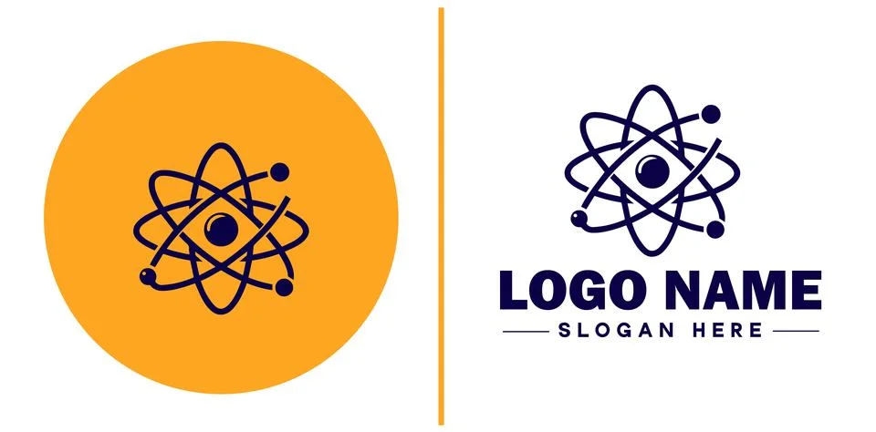 Atom icon Particle Molecule Elementary particle flat logo sign symbol edita.. Stock Illustration