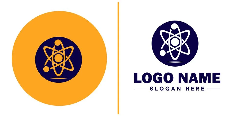 Atom icon Particle Molecule Elementary particle flat logo sign symbol edita.. Stock Illustration