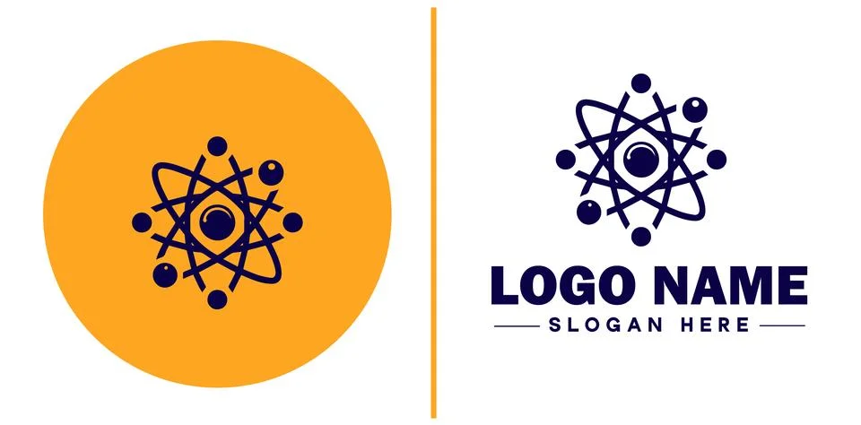 Atom icon Particle Molecule Elementary particle flat logo sign symbol edita.. Stock Illustration