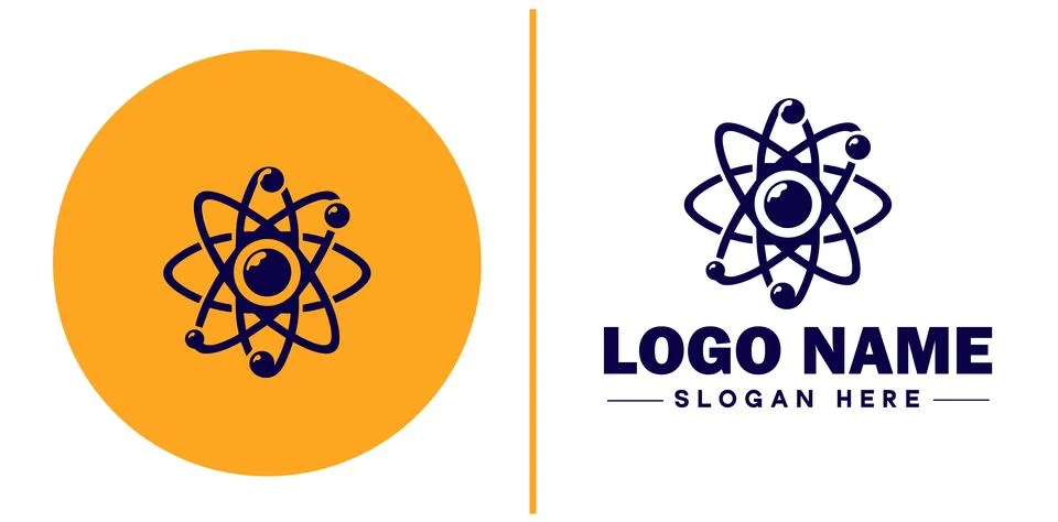 Atom icon Particle Molecule Elementary particle flat logo sign symbol edita.. Stock Illustration