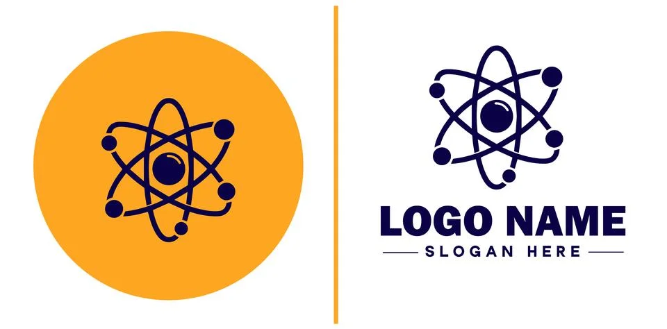 Atom icon Particle Molecule Elementary particle flat logo sign symbol edita.. Stock Illustration