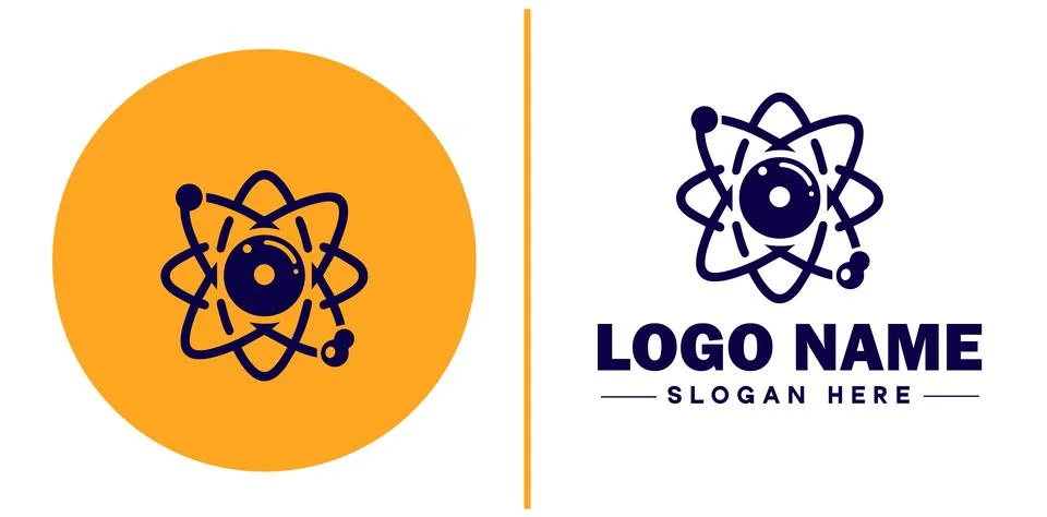 Atom icon Particle Molecule Elementary particle flat logo sign symbol edita.. Stock Illustration