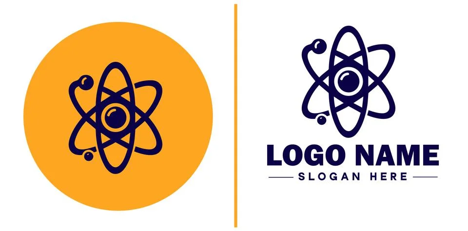 Atom icon Particle Molecule Elementary particle flat logo sign symbol edita.. Stock Illustration