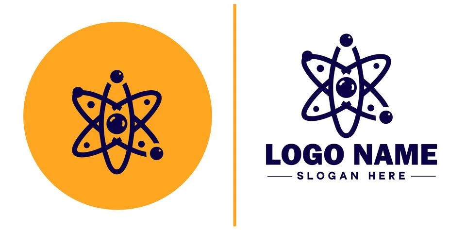 Atom icon Particle Molecule Elementary particle flat logo sign symbol edita.. Stock Illustration