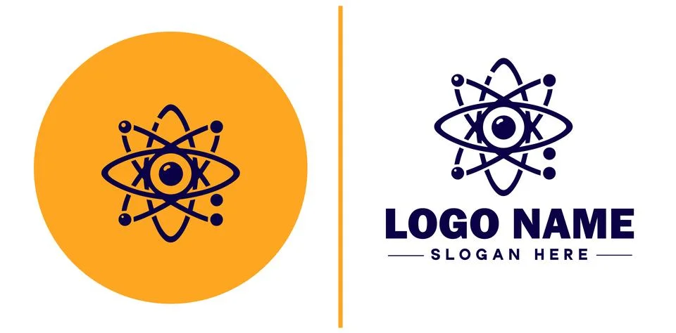 Atom icon Particle Molecule Elementary particle flat logo sign symbol edita.. Stock Illustration