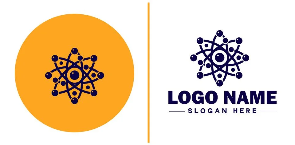 Atom icon Particle Molecule Elementary particle flat logo sign symbol edita.. Stock Illustration