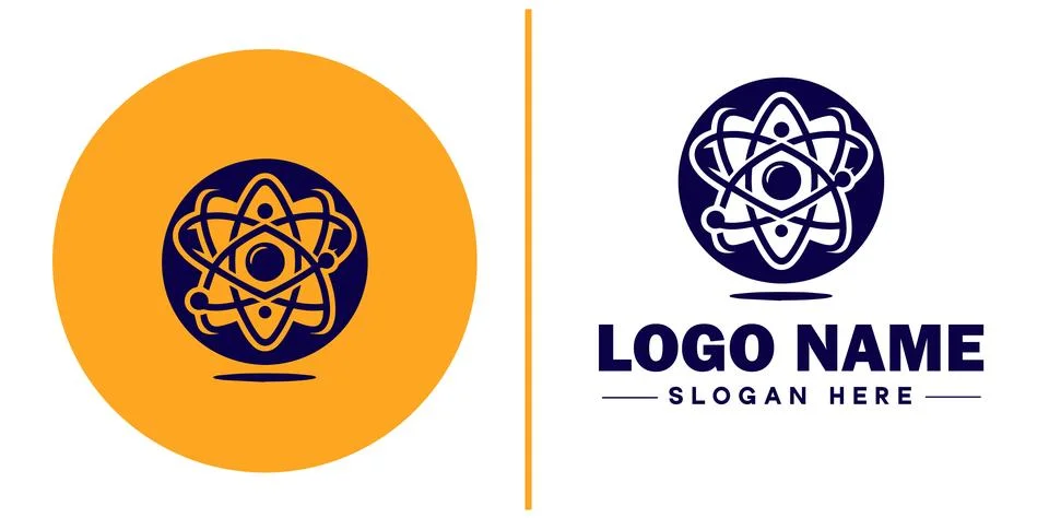 Atom icon Particle Molecule Elementary particle flat logo sign symbol edita.. Stock Illustration