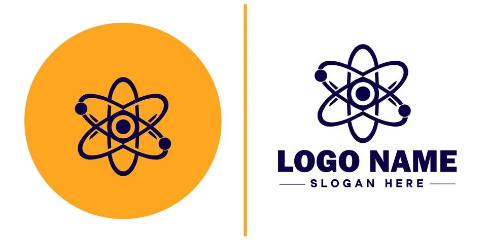 Atom icon Particle Molecule Elementary particle flat logo sign symbol edita.. Stock Illustration