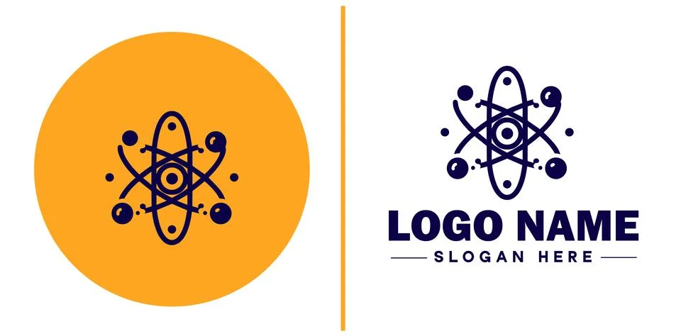 Atom icon Particle Molecule Elementary particle flat logo sign symbol edita.. Stock Illustration