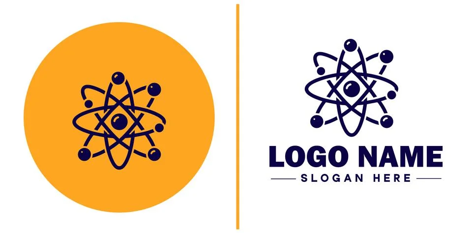 Atom icon Particle Molecule Elementary particle flat logo sign symbol edita.. Stock Illustration
