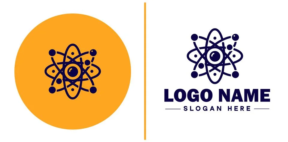 Atom icon Particle Molecule Elementary particle flat logo sign symbol edita.. Stock Illustration